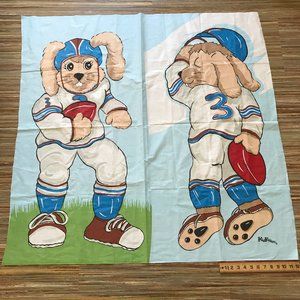 Kid Kushion Fabric Panel for Pillow Get Along Gang Style Football Bunny Cartoon